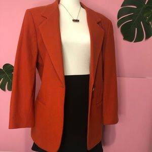 Vintage Single-Button 100% Wool Oversized Blazer